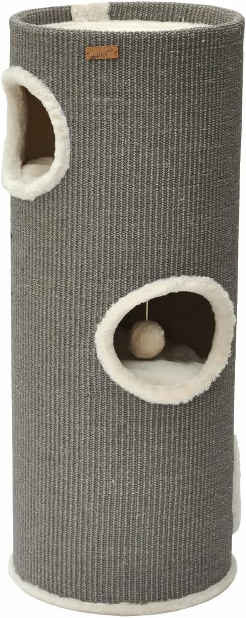 Kratztonne Oskar mit 3 Höhlen und Spielball, 100 x 37 cm hellgrau