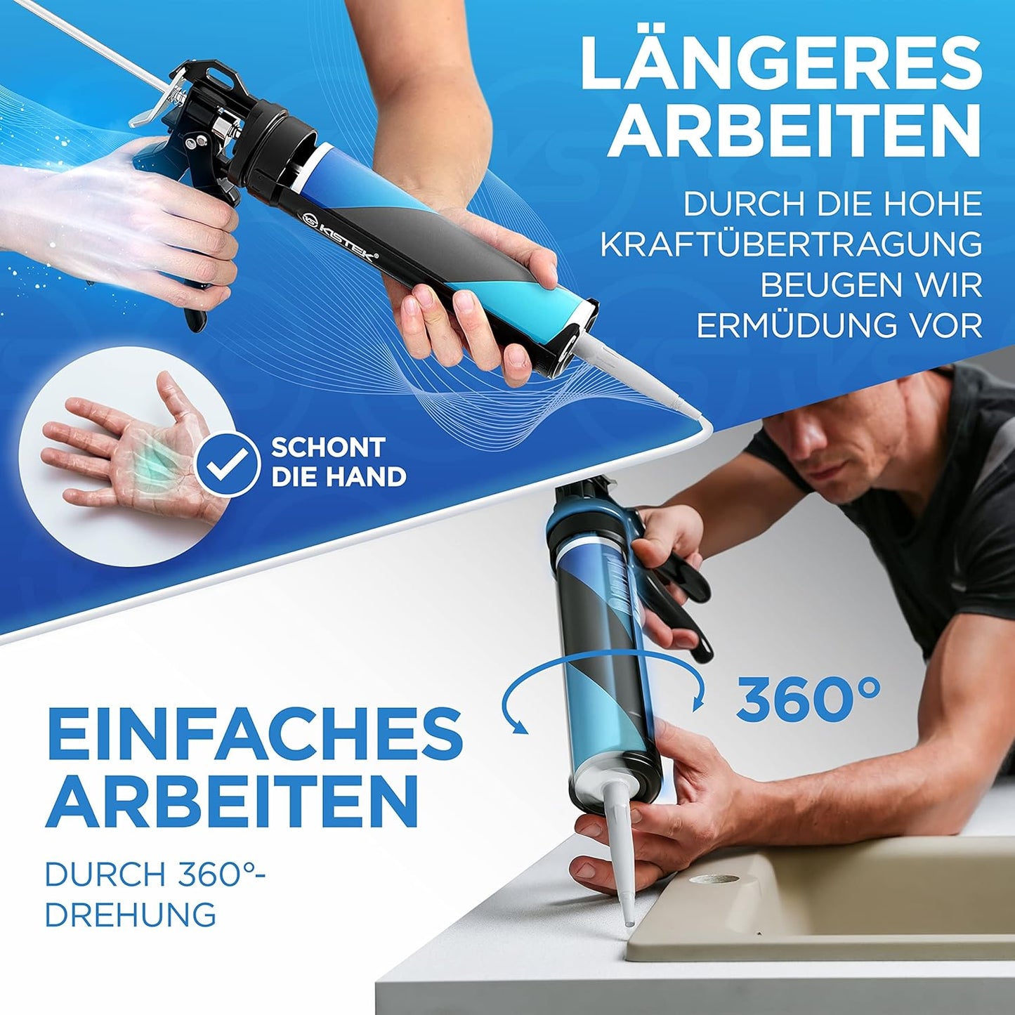 Profi Kartuschenpresse mit 24:1 Übersetzung, KISTEK® Kartuschenpresse 310ml