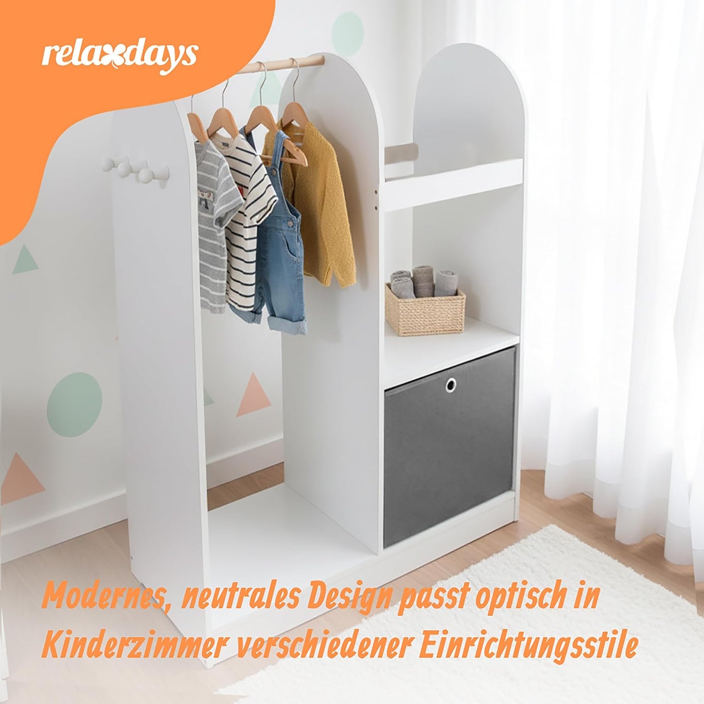 Kindergarderobe mit Haken und Aufbewahrungsbox