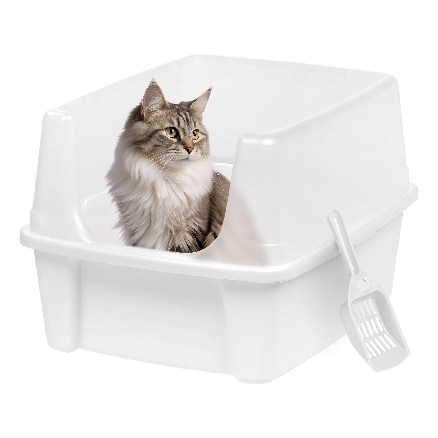 Katzentoilette mit Abnehmbarem Rand (XXL), Weiss Katzenklo