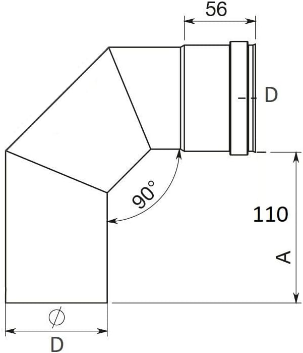 Pelletofen Abgasbogen 90°