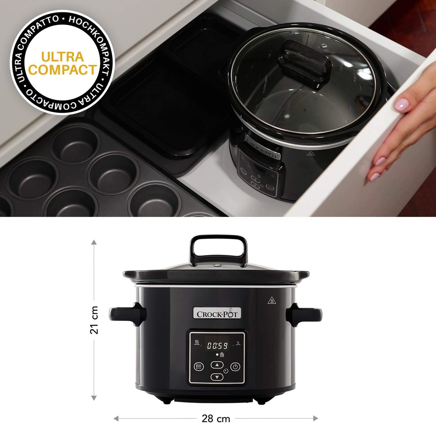 Digitaler Slow Cooker mit Warmhaltefunktion, 2.4 Liter
