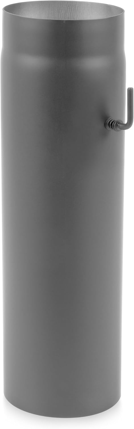 Ofenrohr 150mm mit Drosselklappe, 50cm lang, ‎50 cm Ofenrohr mit Drosselklappe - Ø 150 mm, Gussgrau