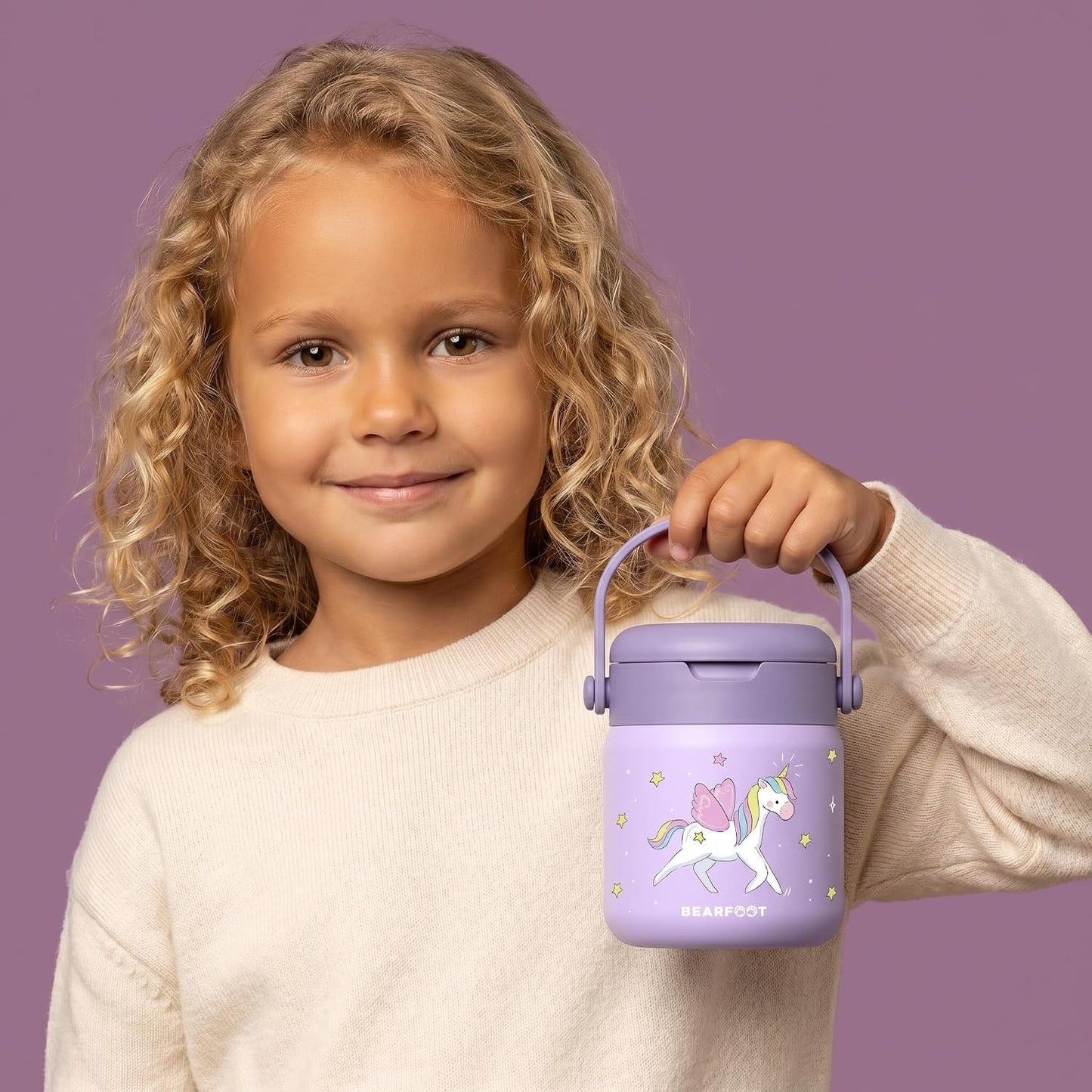 Einhorn-Thermobehälter mit Löffel, Einhorn - Lila 500ml