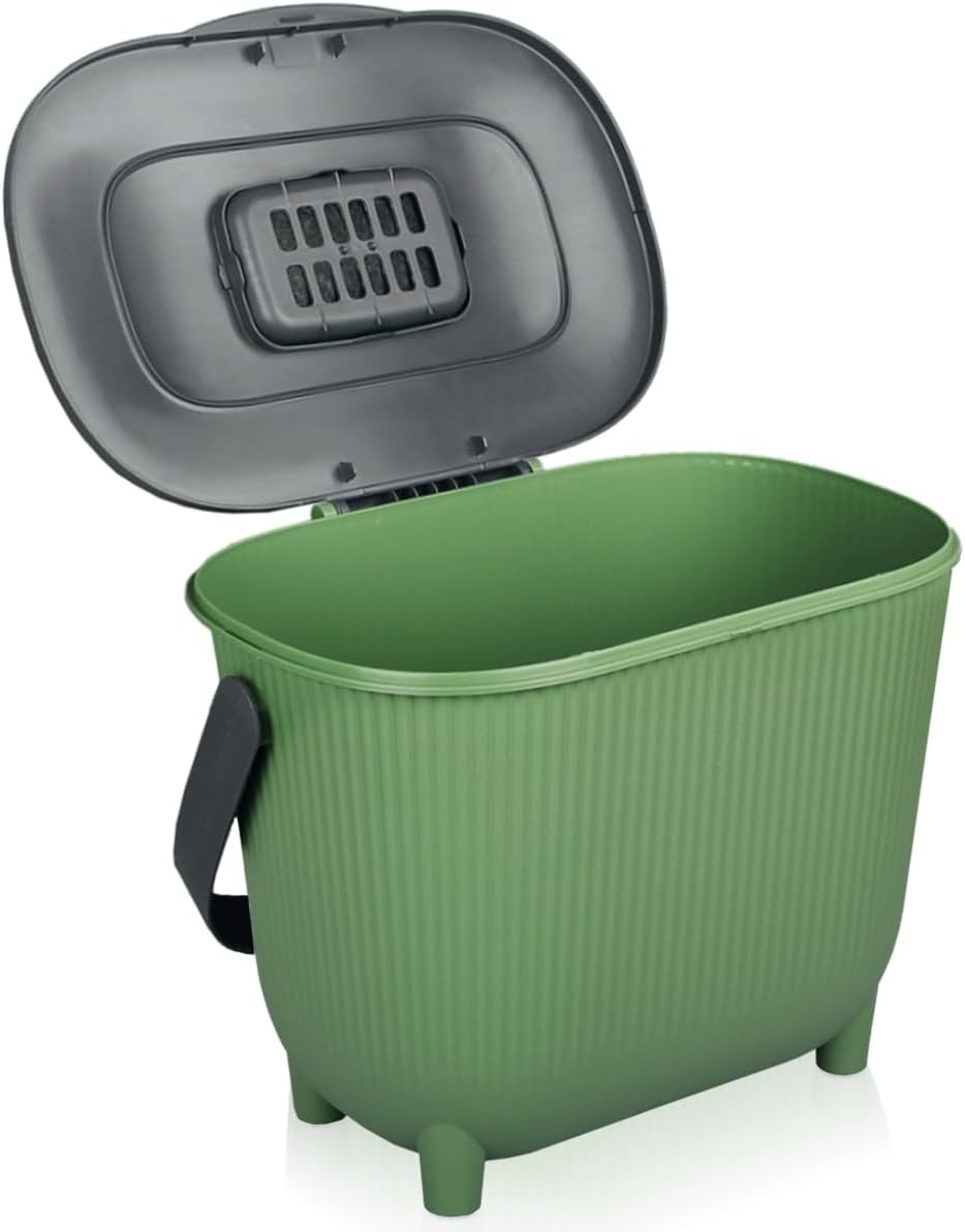 Komposteimer mit Aktivkohlefilter, 10L, Grün/Dunkelgrau
