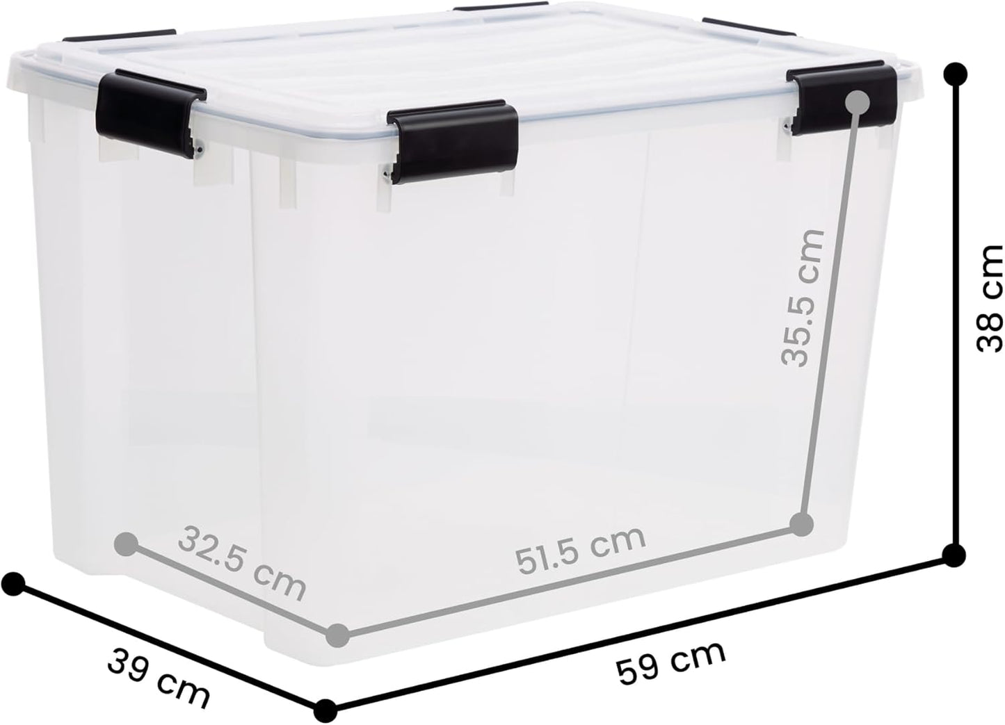 3er-Set Aufbewahrungsboxen mit Deckel, Transparent 70L / 3er-Set
