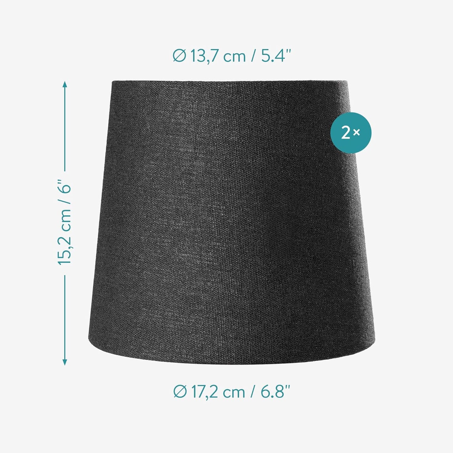 2er-Set Lampenschirm für Tischlampen, Schwarzes Leinen / Silberne Folie