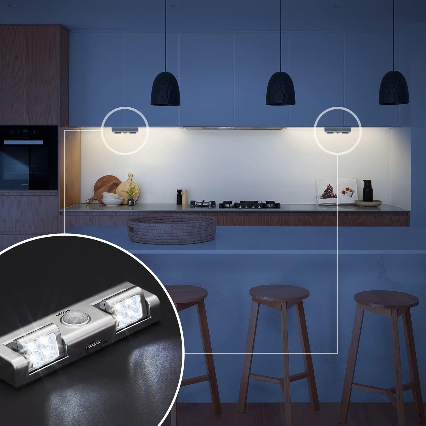 3x LED-Lichtleisten mit Bewegungsmelder, 3er Pack