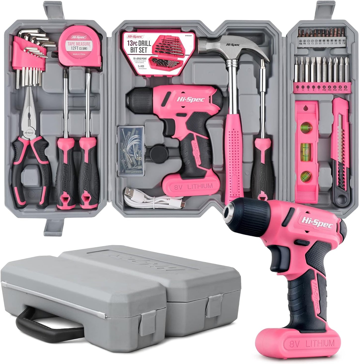 58-teiliges Heimwerkerset Pink, 58 Teile, Rosa