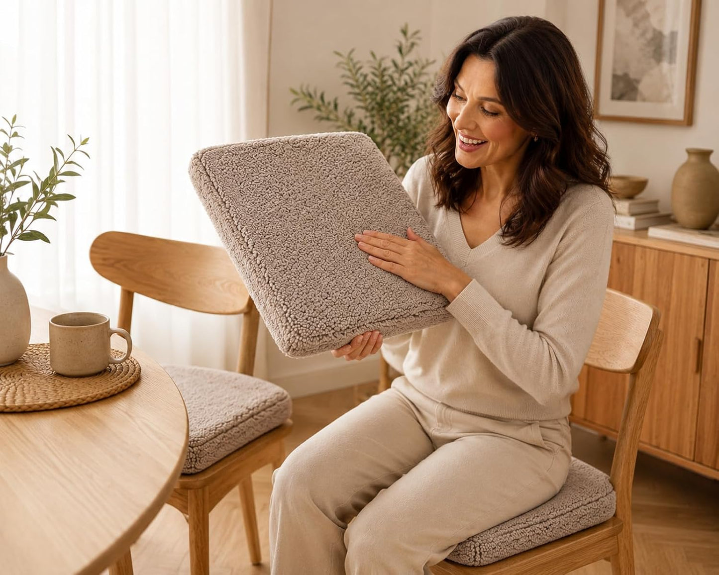 Sherpa Sitzkissen-Set (2 Stück) für Stühle, 2er Set Sherpa Taupe