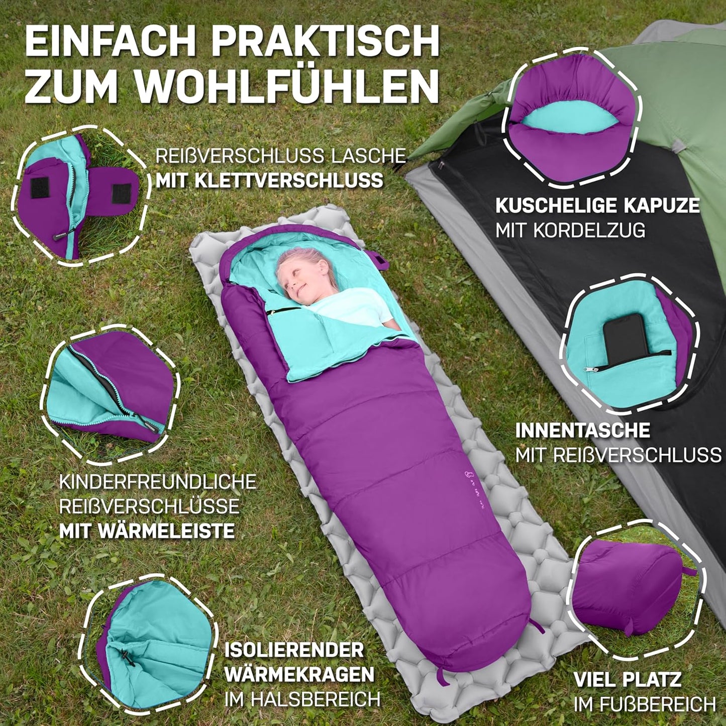 Kinderschlafsack, Lila/Türkis