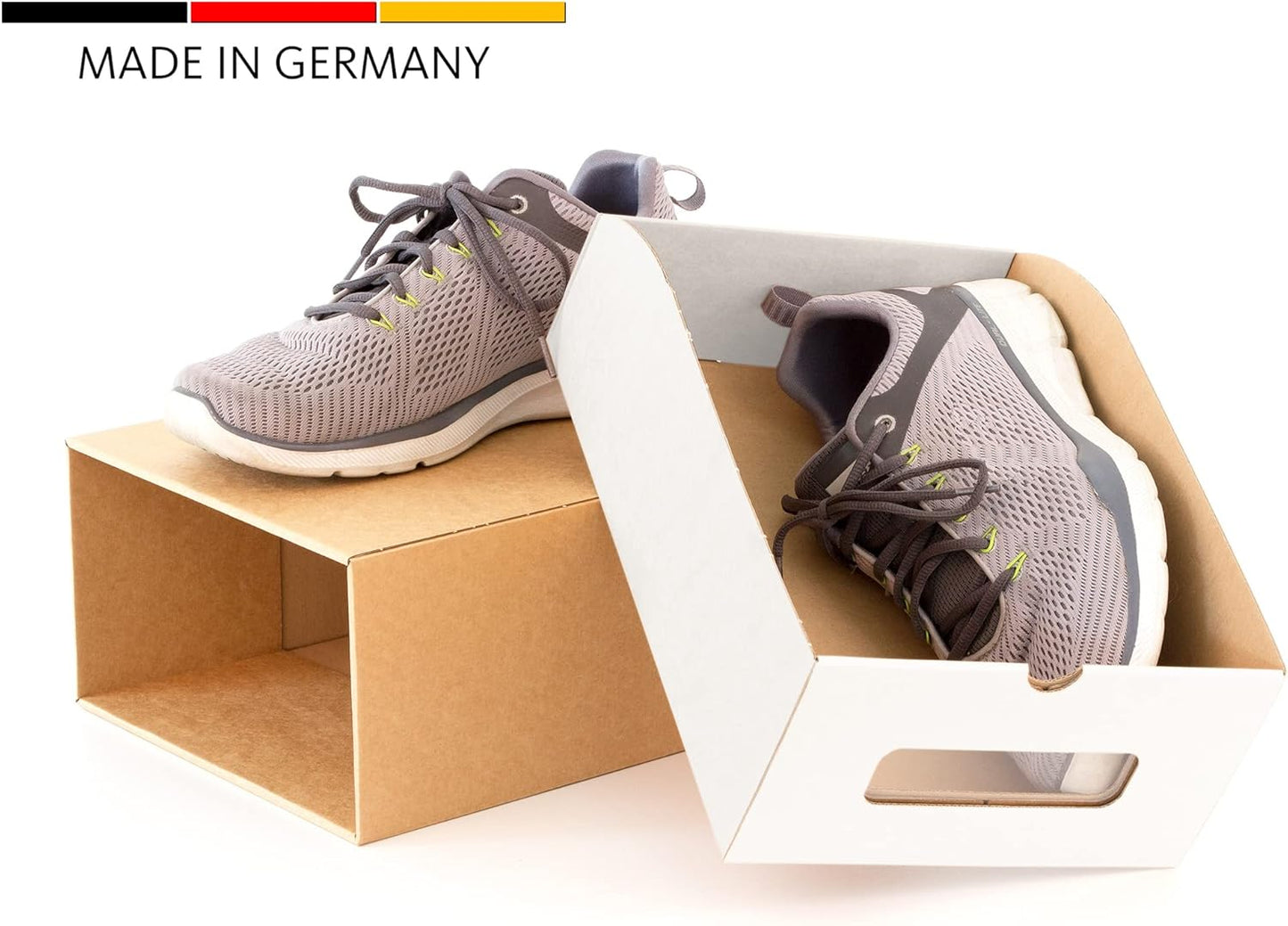 10er Boxen-Set mit Sichtfenster & Schublade, 10er Set Braun Weiß