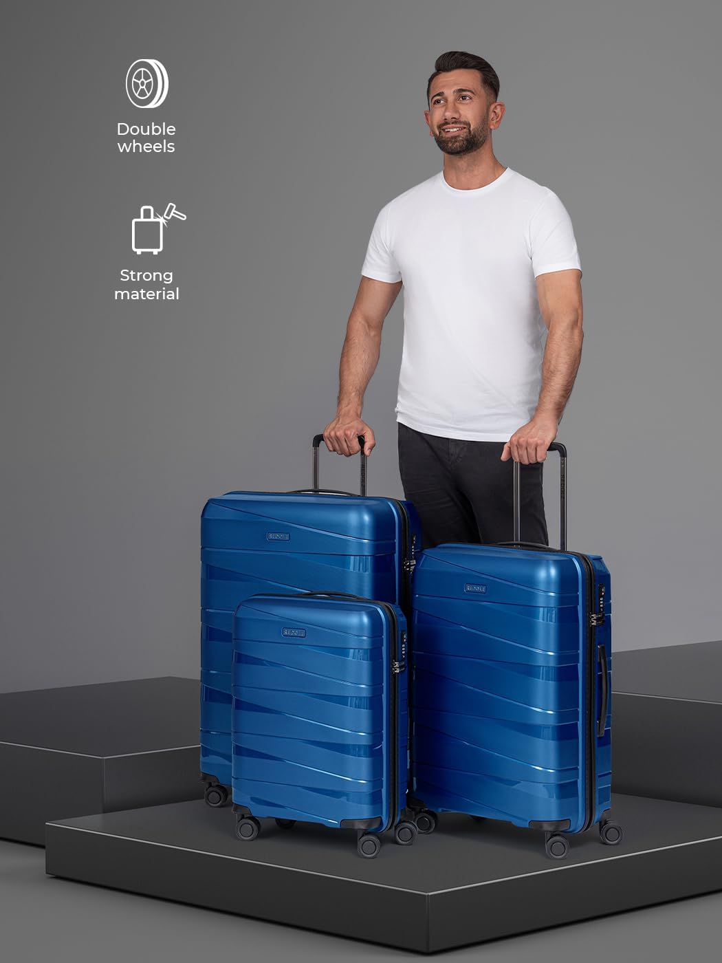 Essentials 10 Hartschalen Koffer-Set 3-teilig, Blue-metallic Kofferset (3-teilig)