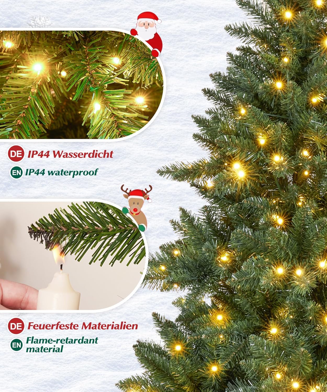 Künstlicher Weihnachtsbaum mit 240 LEDs, 180cm