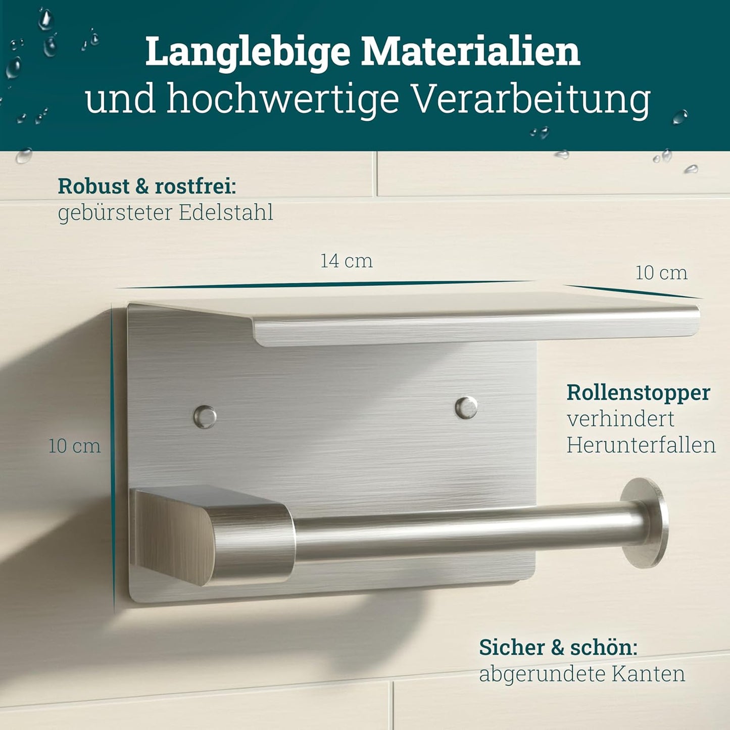 Toilettenpapierhalter ohne Bohren, Edelstahl Gebürstet Edelstahl