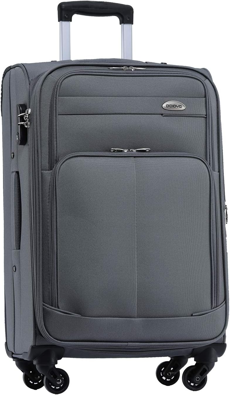 Kofferset mit Vordertaschen und Dehnungsfuge, Grau