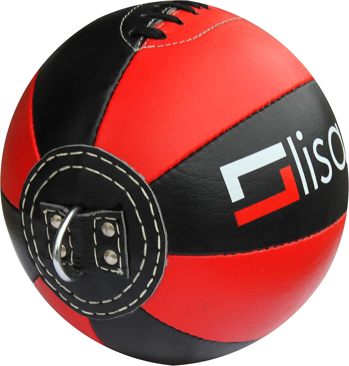 Leder Doppelendball mit elastischen Spanngurten, schwarz - rot