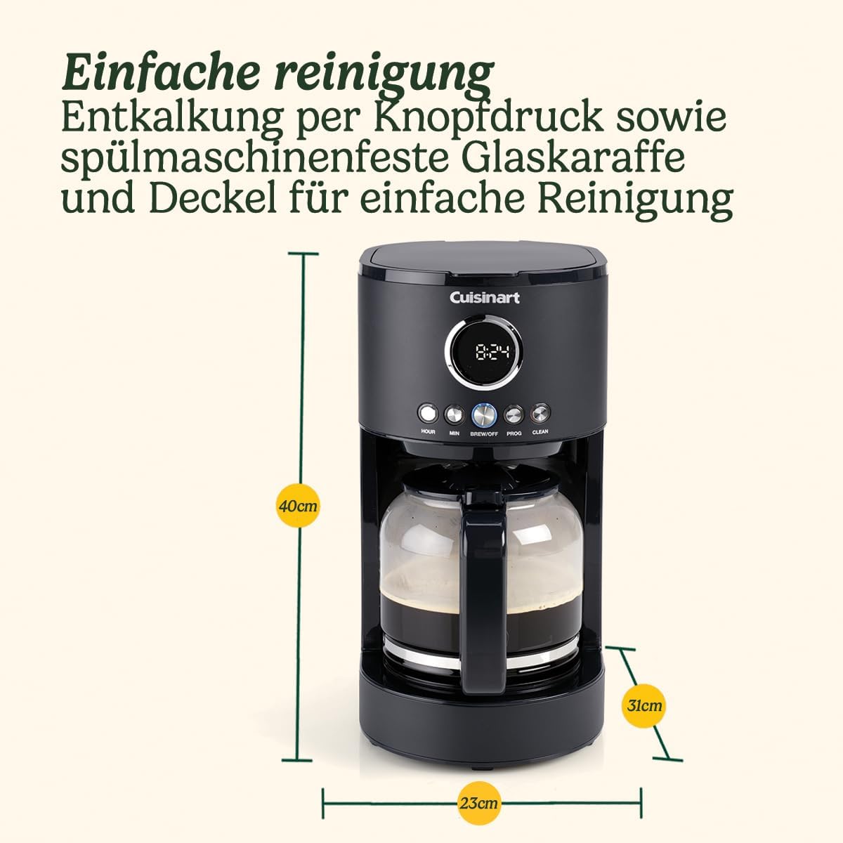 Filterkaffeemaschine mit Karaffe, 12 Tassen Schwarz