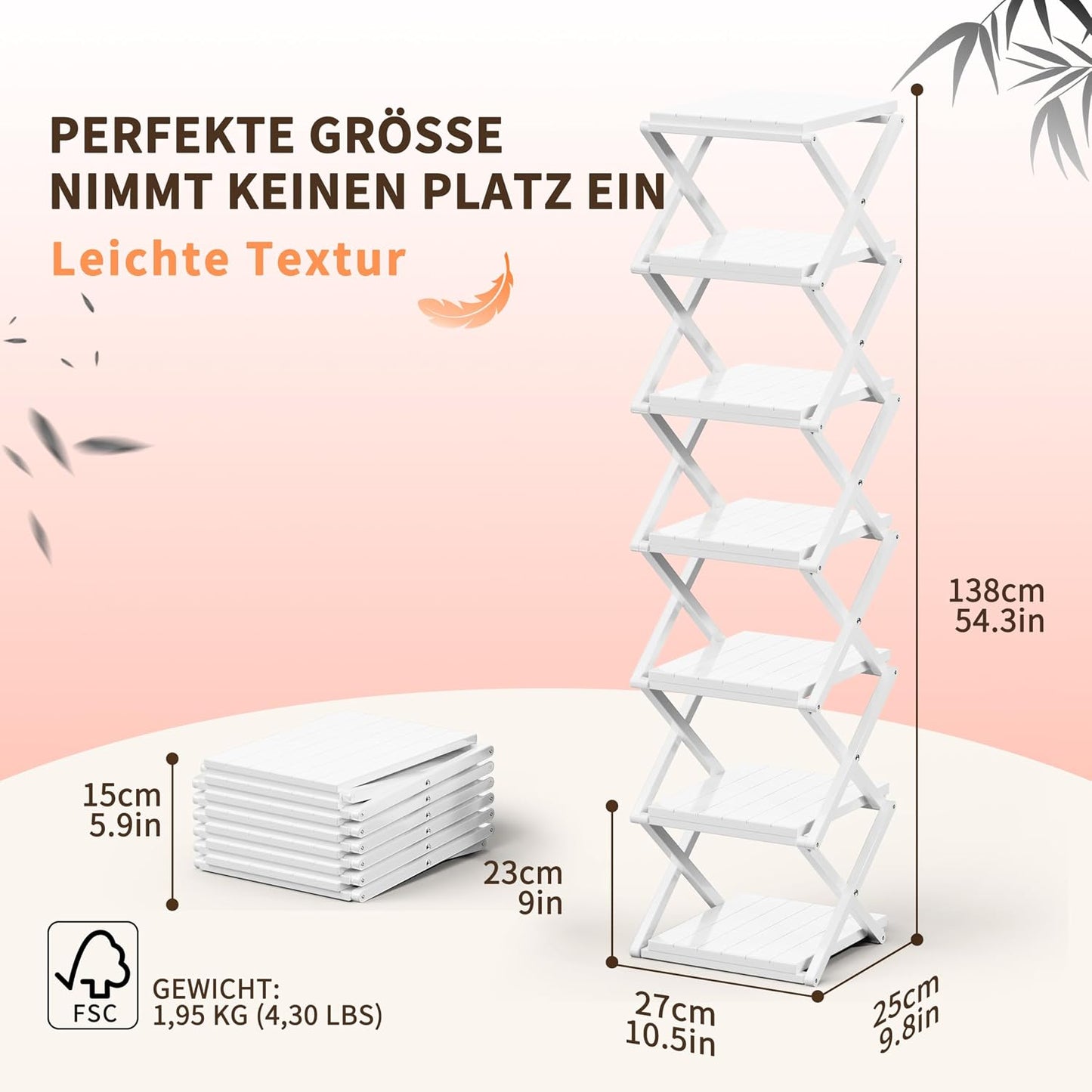 Klappbares Schuhregal mit 7 Ebenen, platzsparend, Weiss Verdickung 7 Schichten