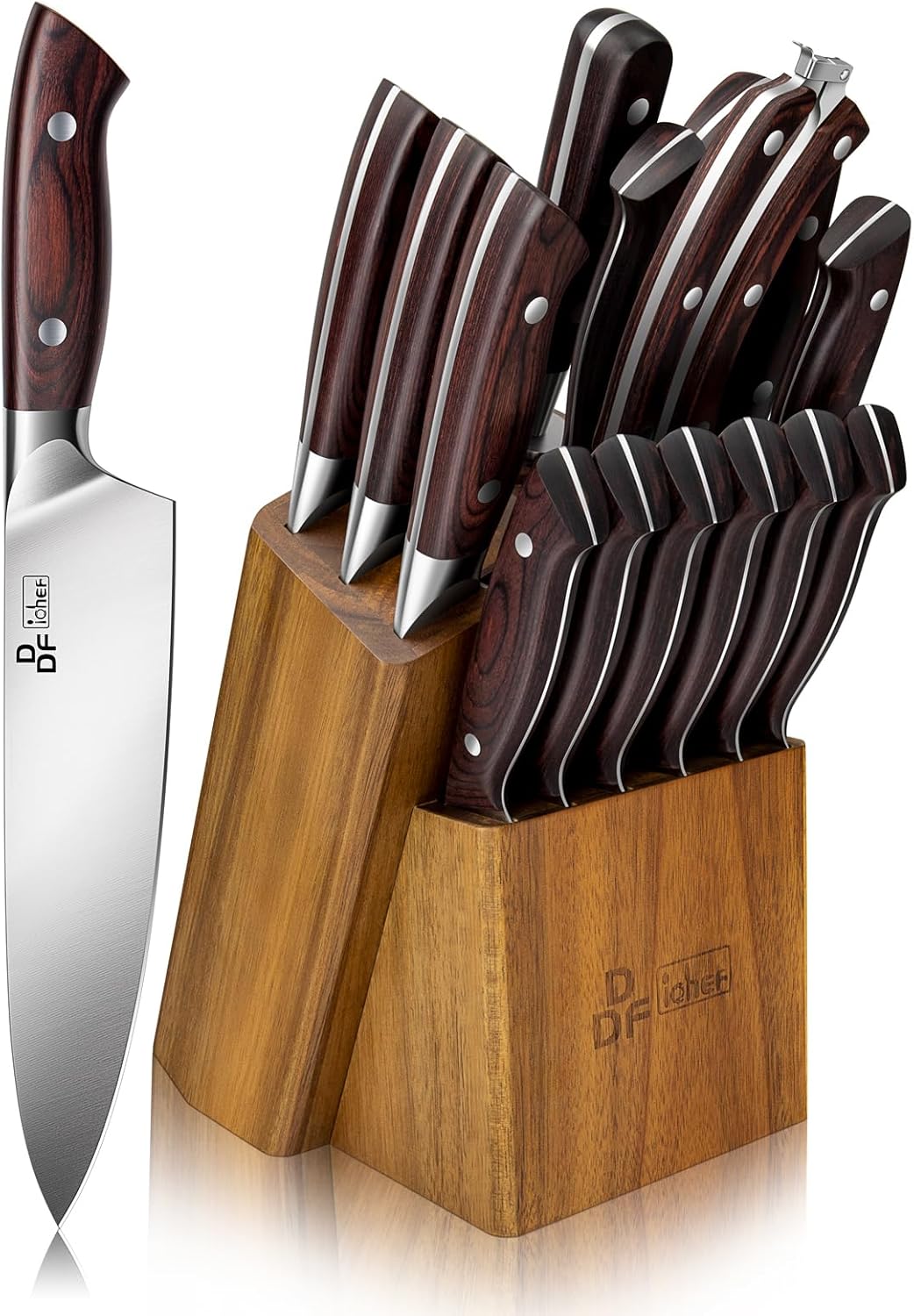 Messerblock mit Messerset, Schere und Wetzstahl, Messerset 16 Teilig
