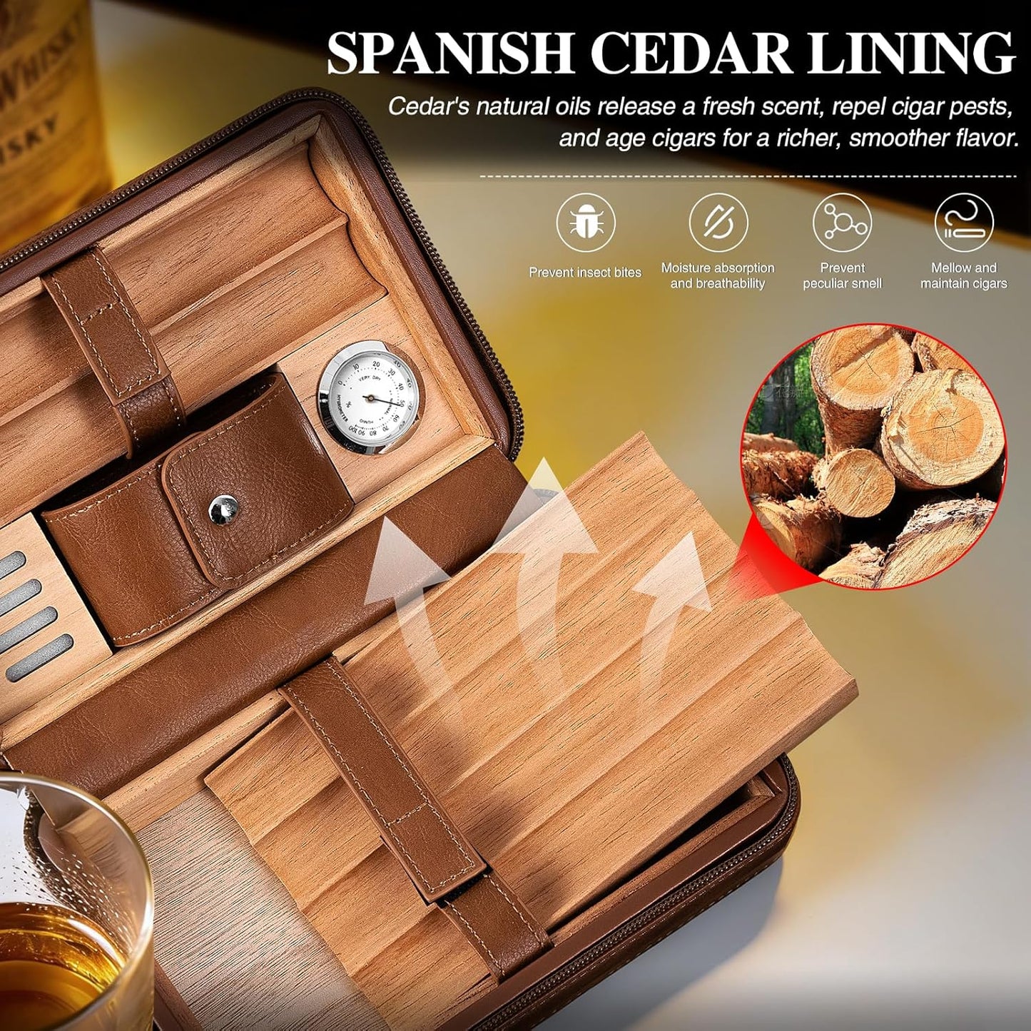 Leder Zedernholz Humidor Etui