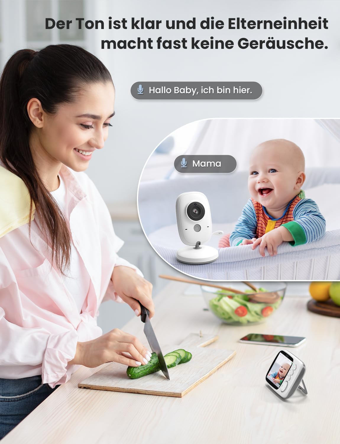 Babyphone mit Kamera und LCD-Display, 3,2 Zoll