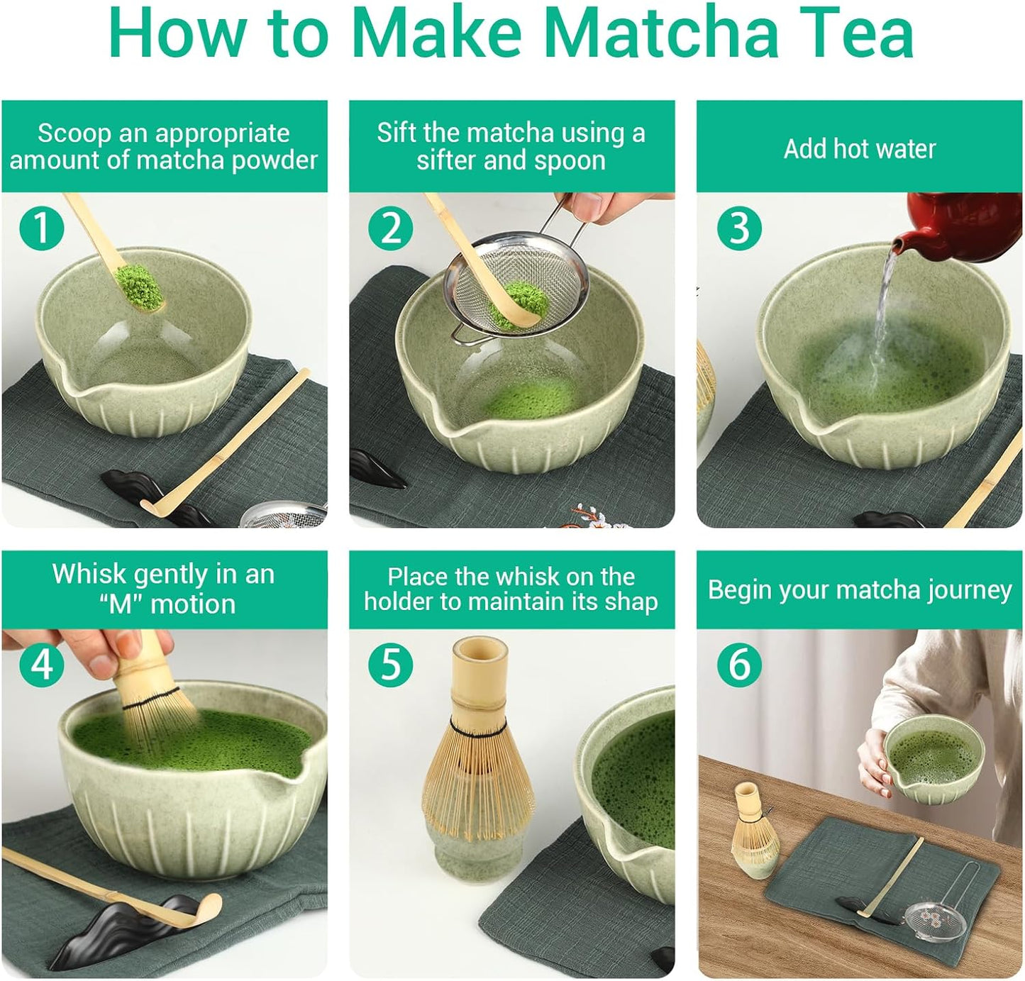 7-teiliges Matcha Tee-Set für Anfänger