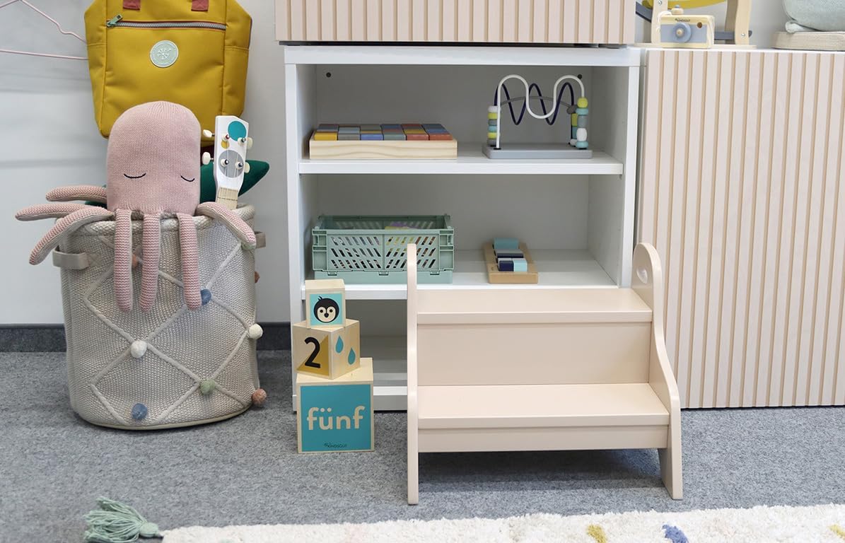 Holztritt-Hocker mit 2 Stufen, Sand