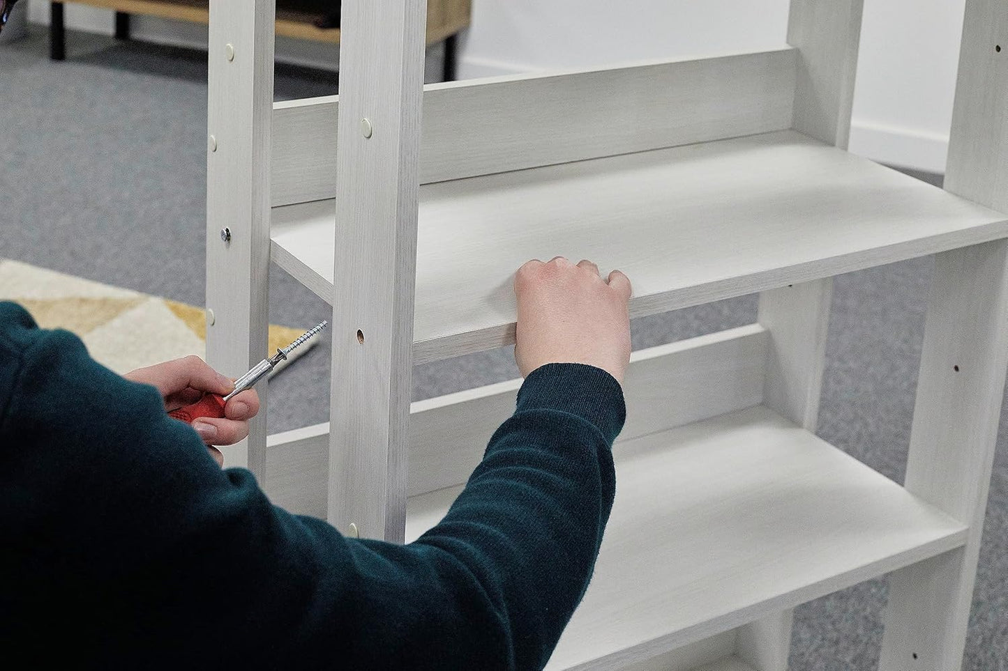 3-stufiges Bücherregal, Eiche Weiss L60 cm