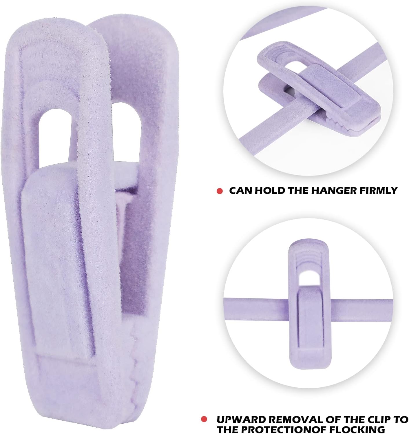 Samt-Kleiderbügel-Clips, 24pc Hellviolett