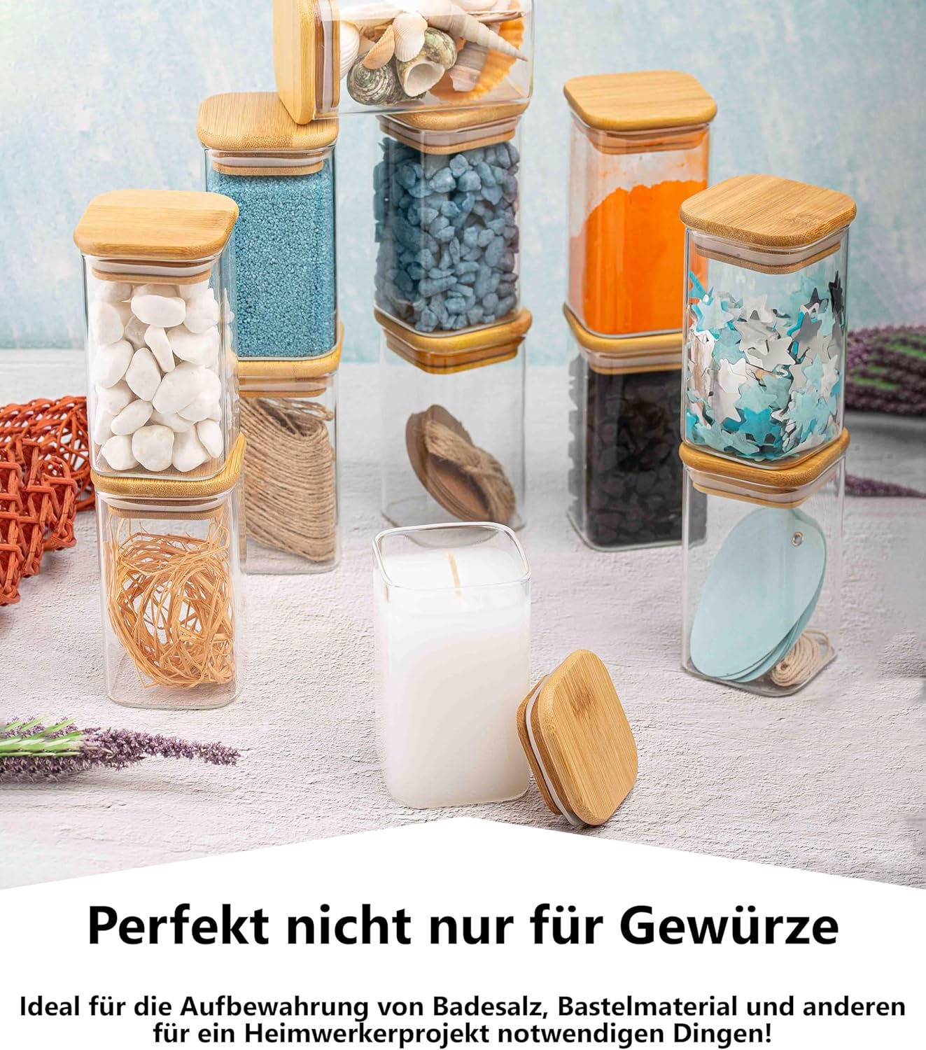 Vorratsgläser-Set mit Deckel, 12 Stk., 1 Grösse/280ml, eckig