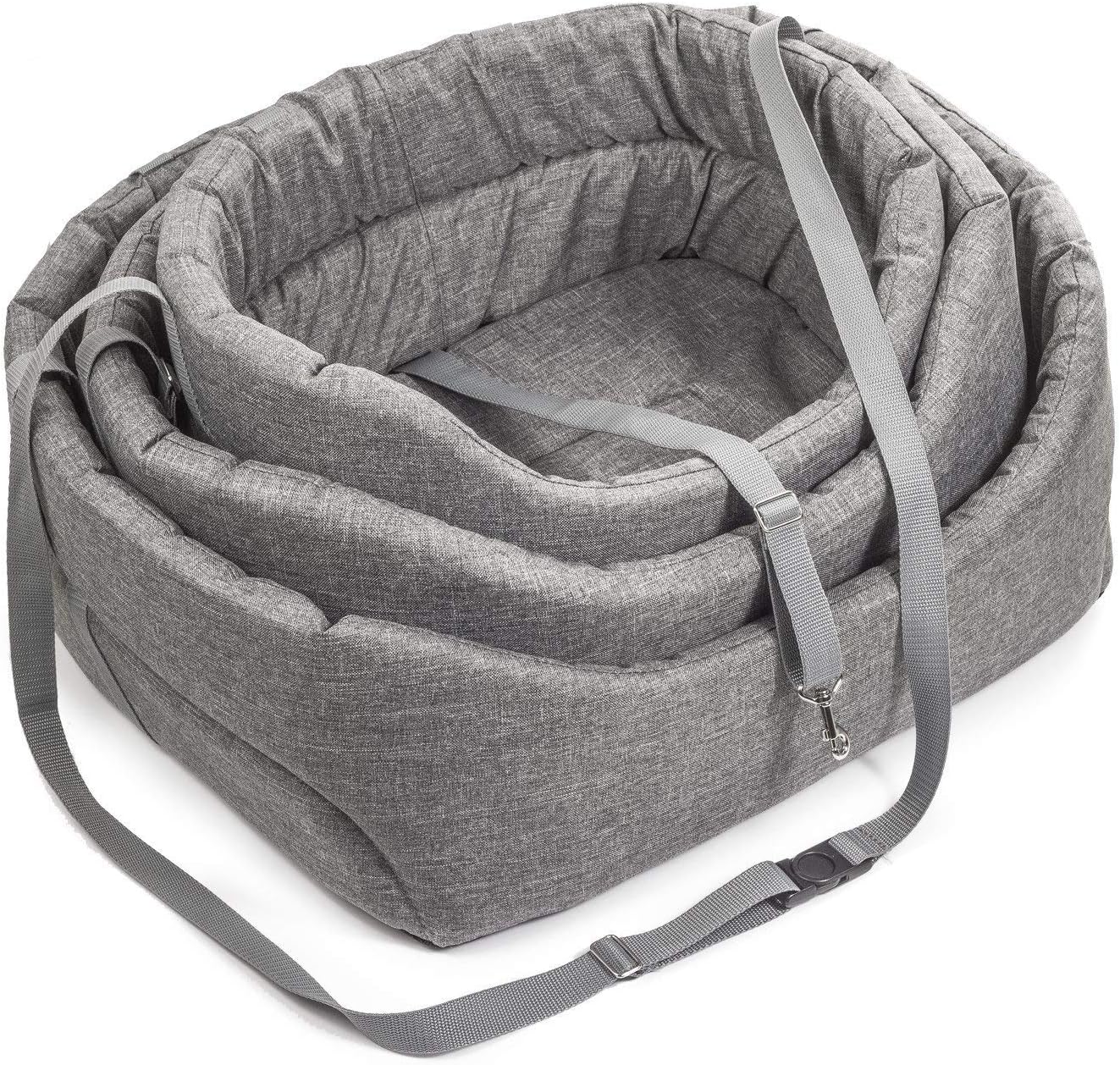 Hunde-Autositz, S (1er Pack) Grau - Polyester: Leinenimitat