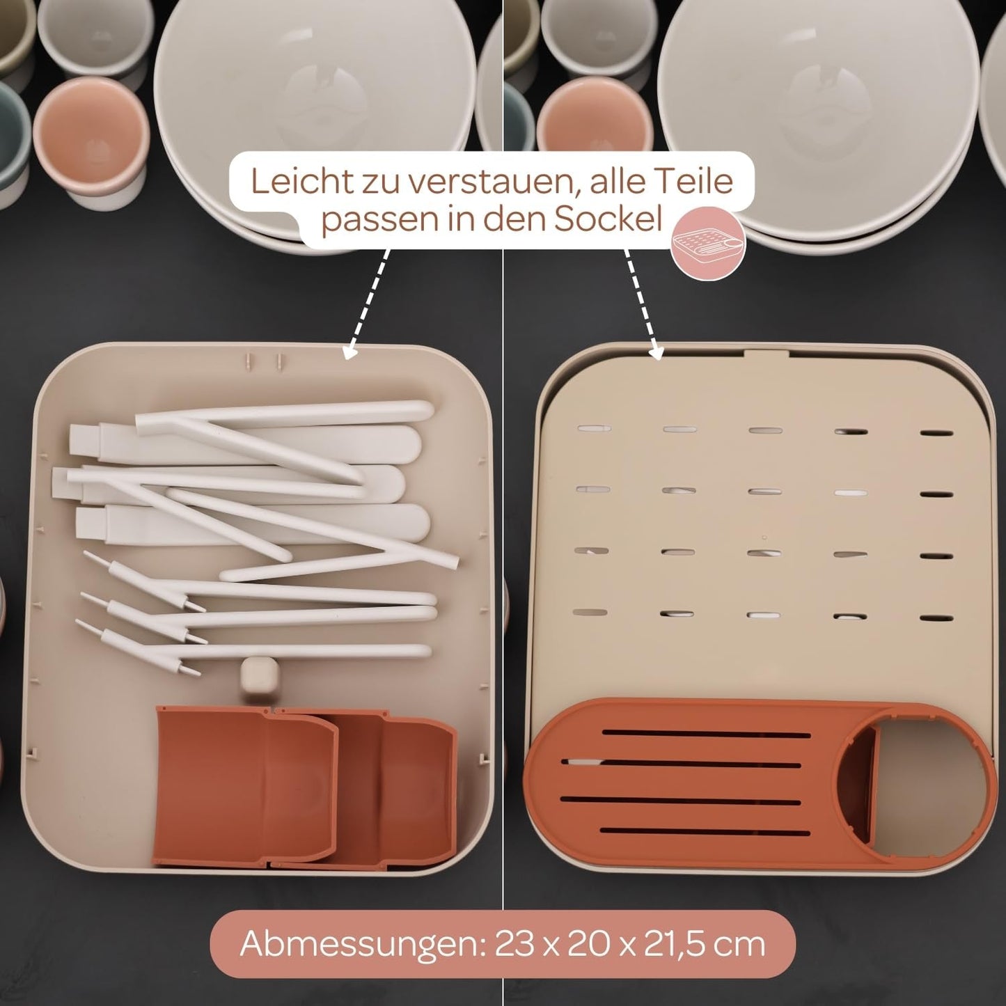 Modulares Abtropfgestell für Babyflaschen und Geschirr, Orange