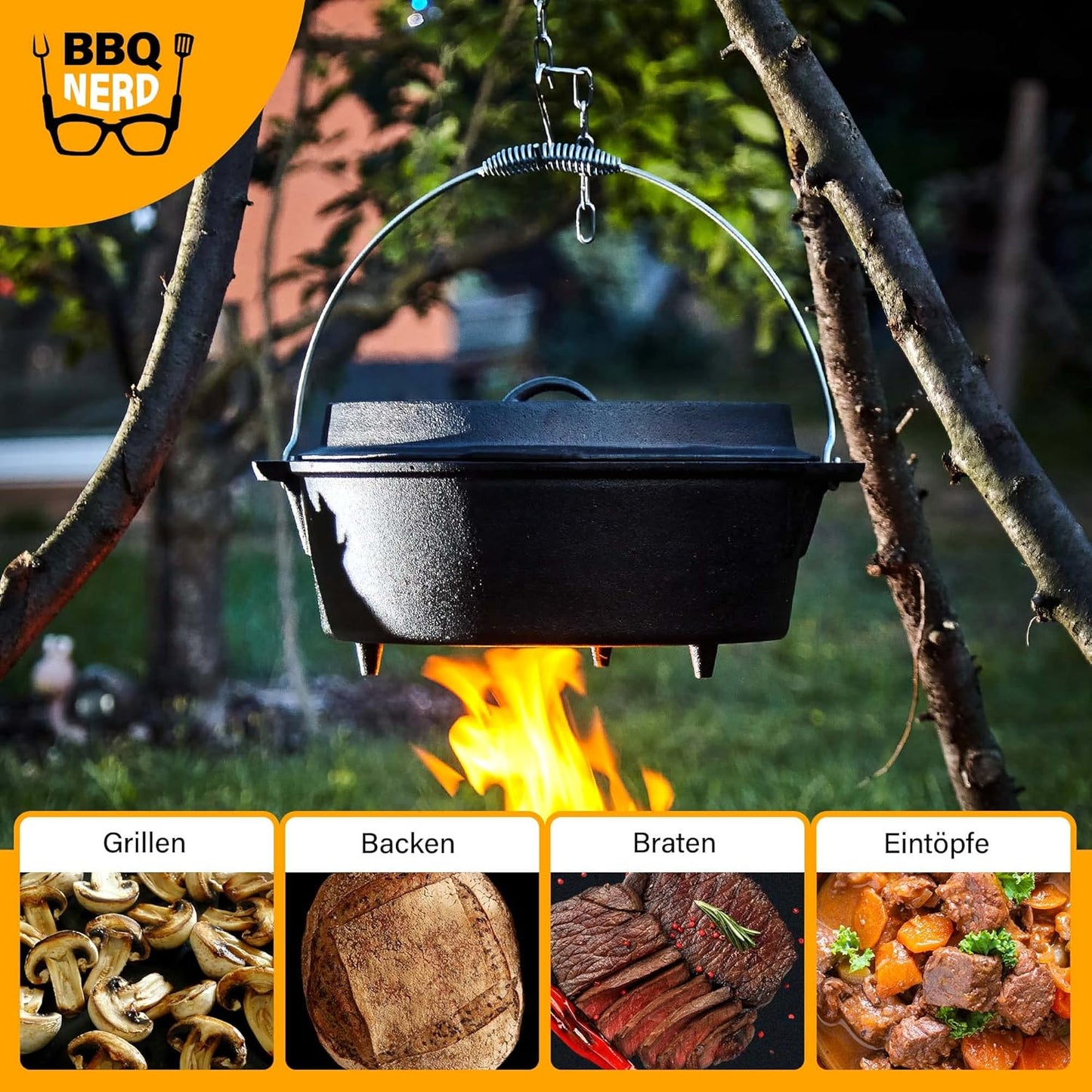 Dutch Oven Starter mit Deckelheber, "Starter" Topf mit Füssen / 3,1 Liter