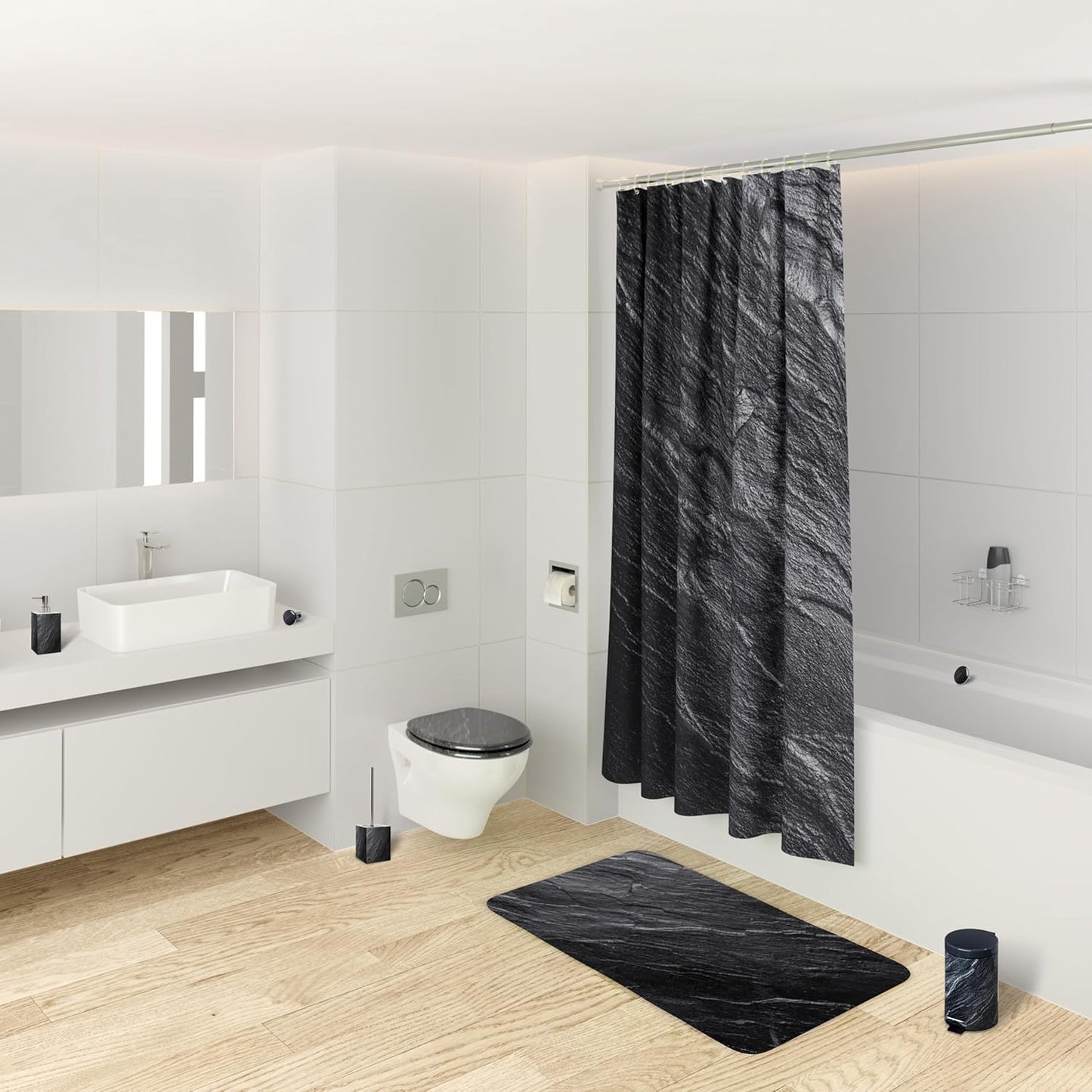 Rutschfester Badteppich, Granit 50 x 80 cm (Rechteckig)