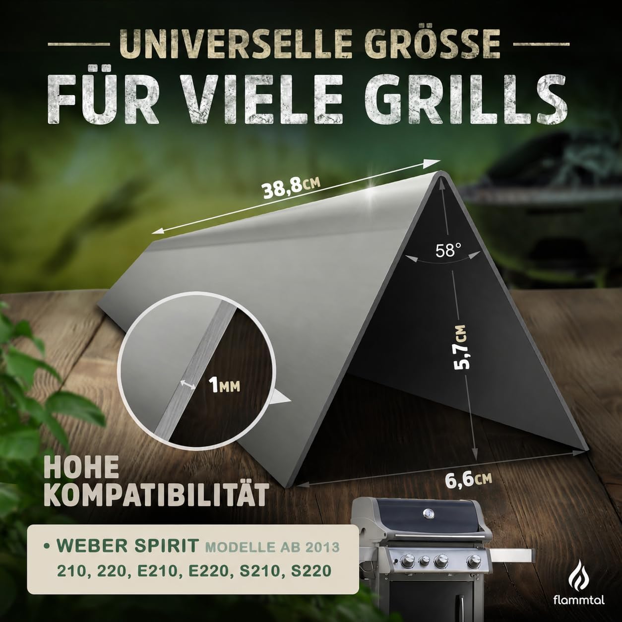 3 Stück Aromaschienen Flave für Weber Spirit, Edelstahl 3