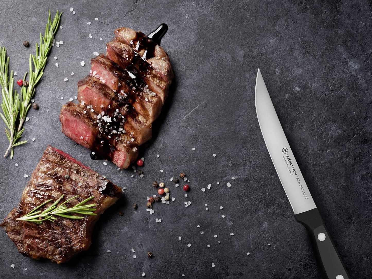 Gourmet Steakmessersatz (4 Stück), Schwarz|Messerset. 6-teilig