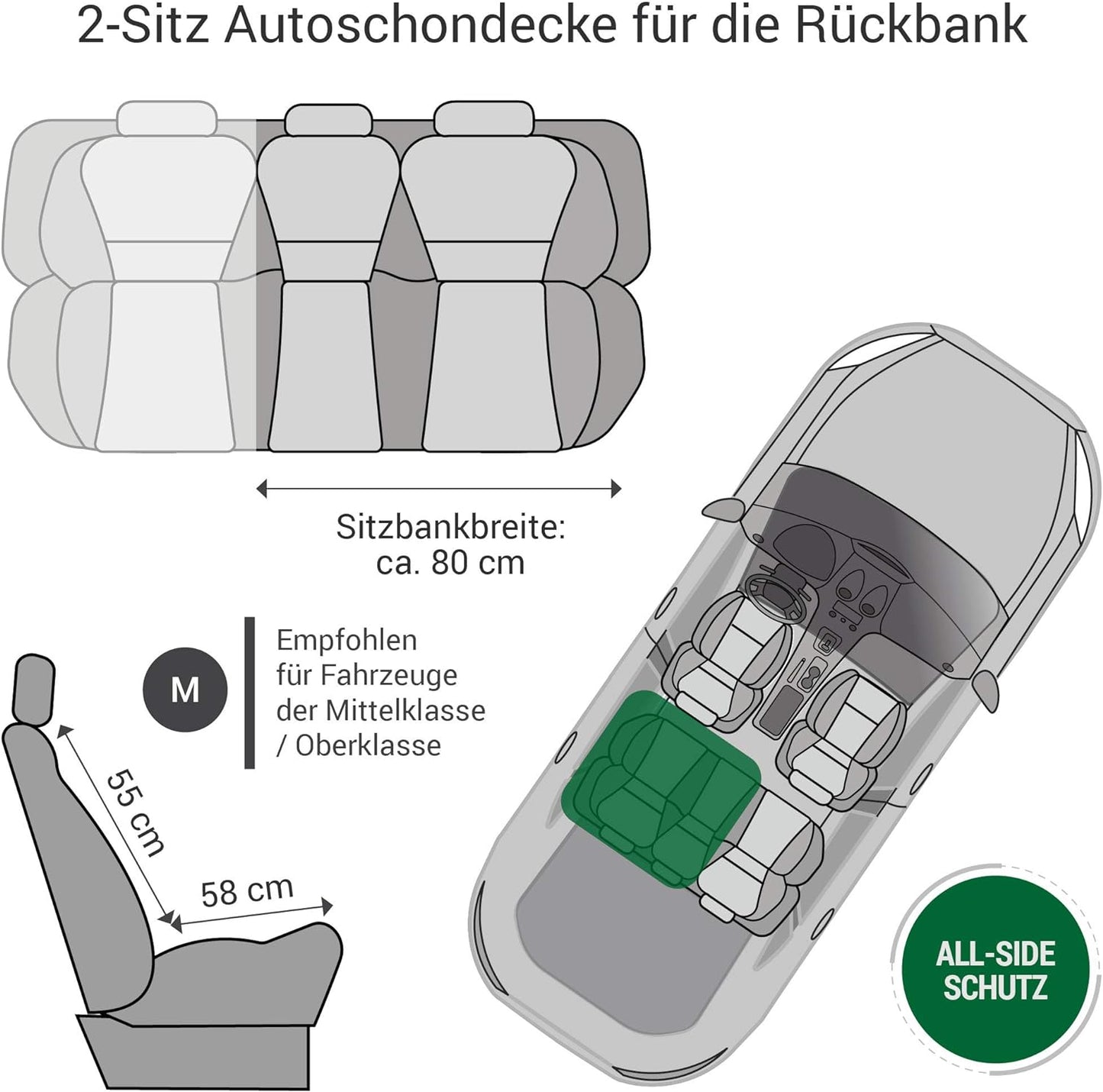 Autoschondecke, M | 2er Sitz / Grau