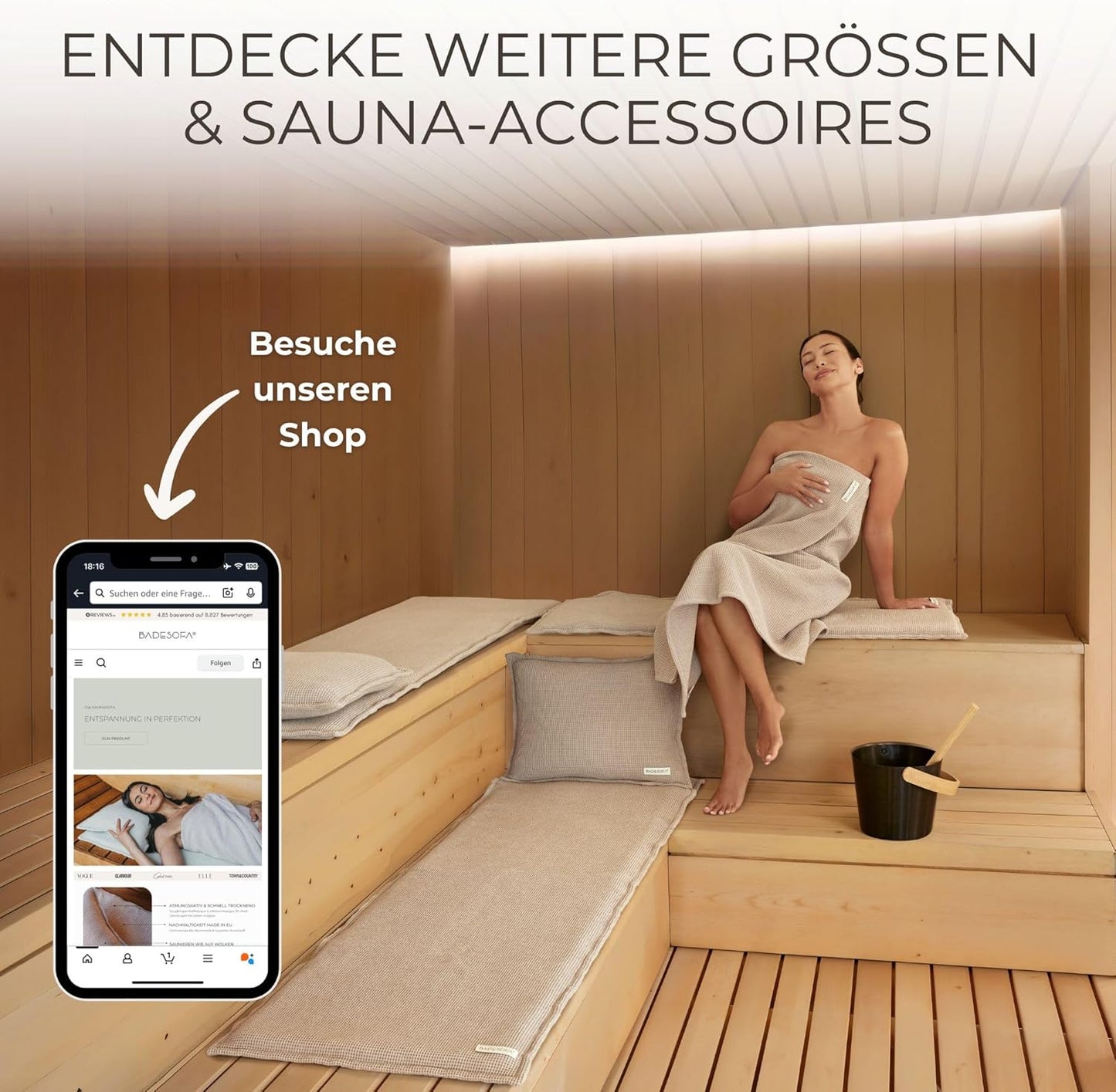 Hitzebeständiges Saunakissen, Saunakissen / Anthrazit
