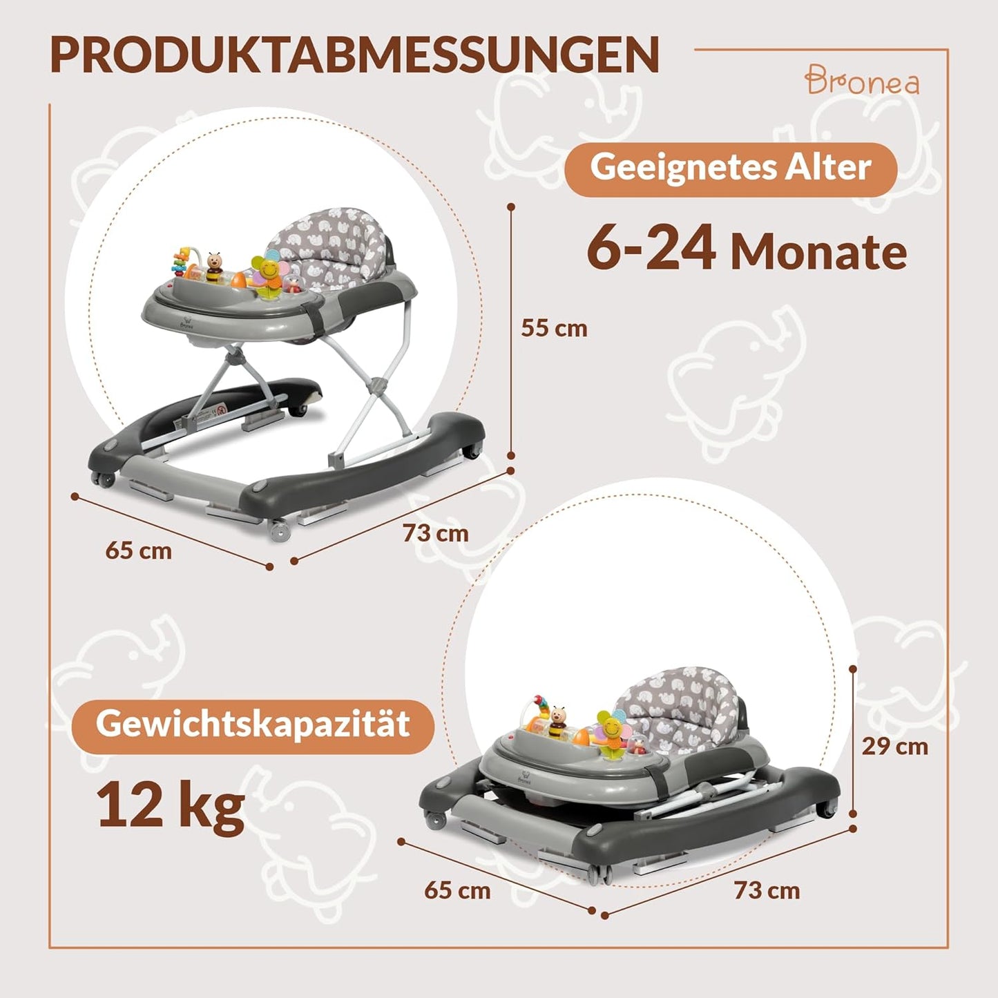 4-in-1 Babywalker mit Schaukelfunktion, Grau