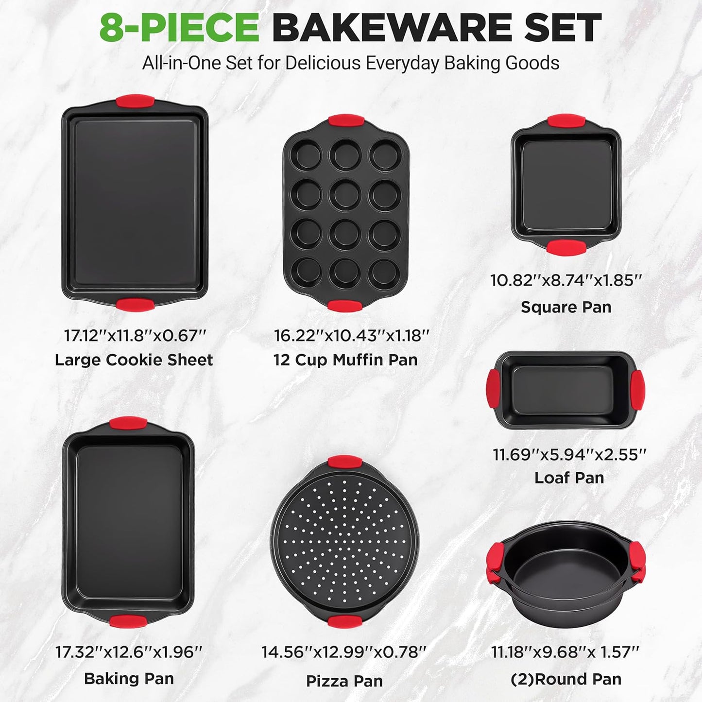 8-teiliges Antihaft-Backformen-Set, 8-teiliges Set