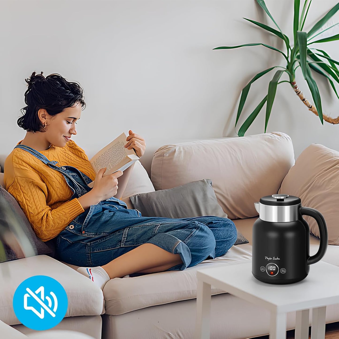 Asher Wasserkocher mit Temperatureinstellung, Schwarz