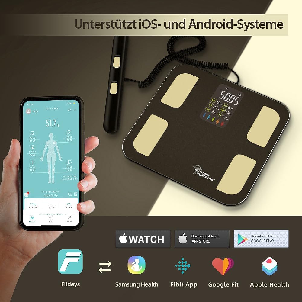 Ganzkörperanalyse-Waage mit Handsensoren und App