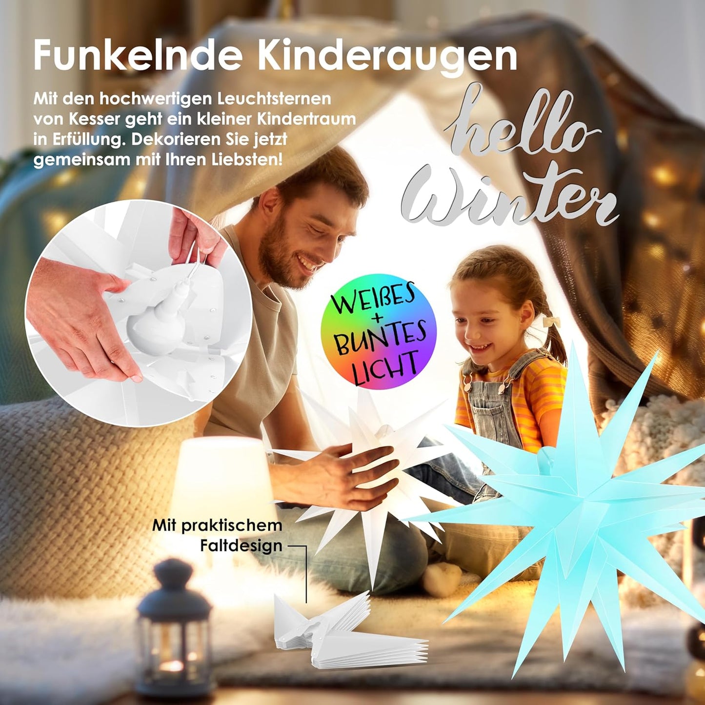 LED-Weihnachtsstern mit Fernbedienung, Bunt / mit Fernbedienung 45cm