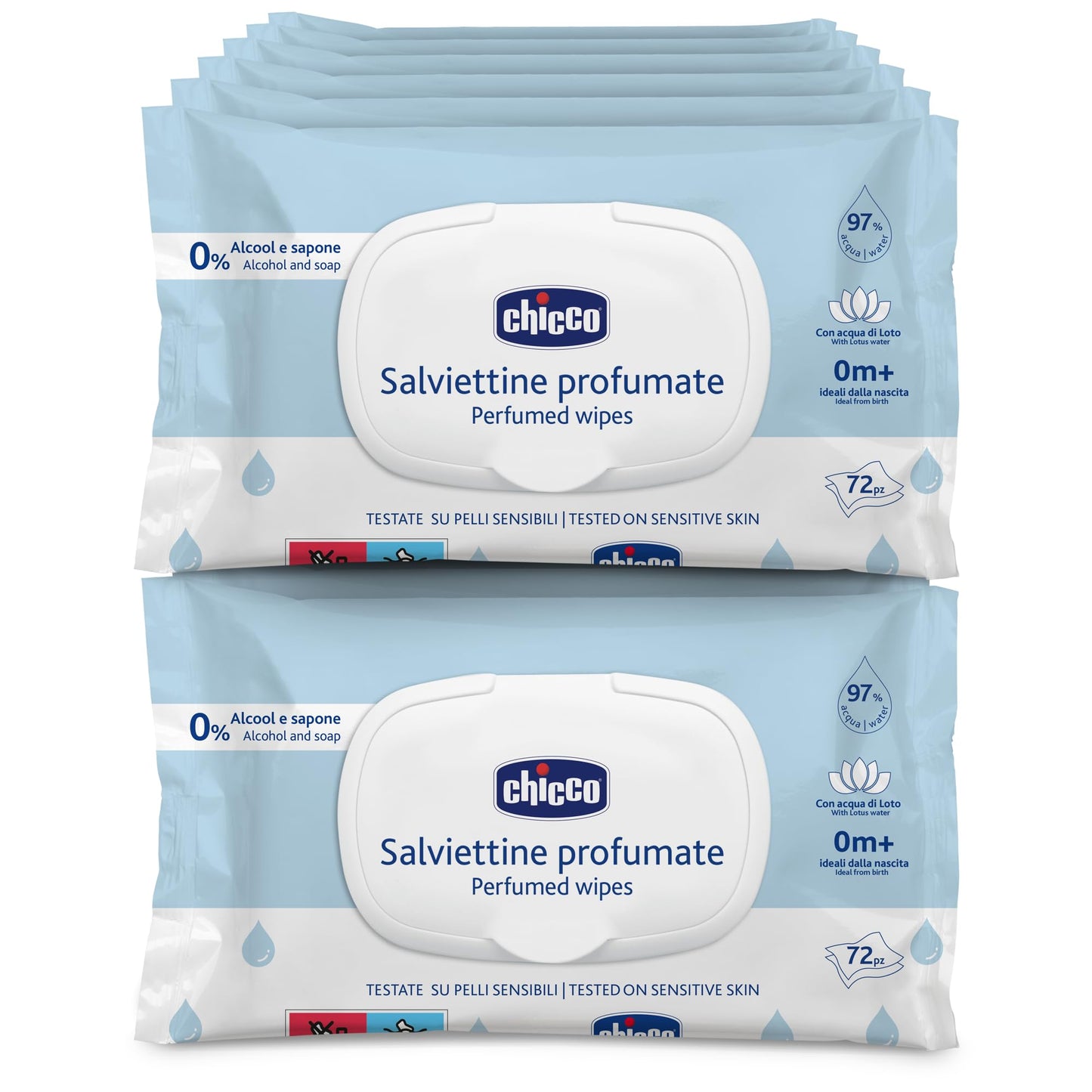 Neugeborenen-Reinigungstücher-Set mit Flip Cover, 72 count (Pack of 12) Parfümiert mit Plaquette