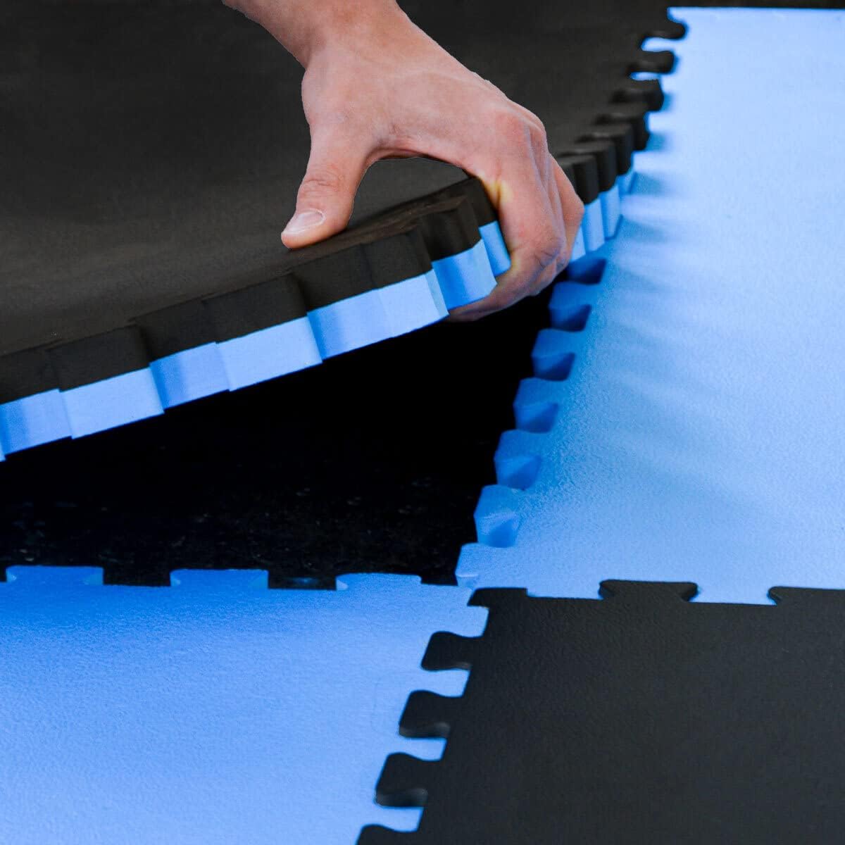 Profi Kampfsportmatte 90x90cm für Zuhause, 1 Matte 90 x 90 cm Blau Schwarz