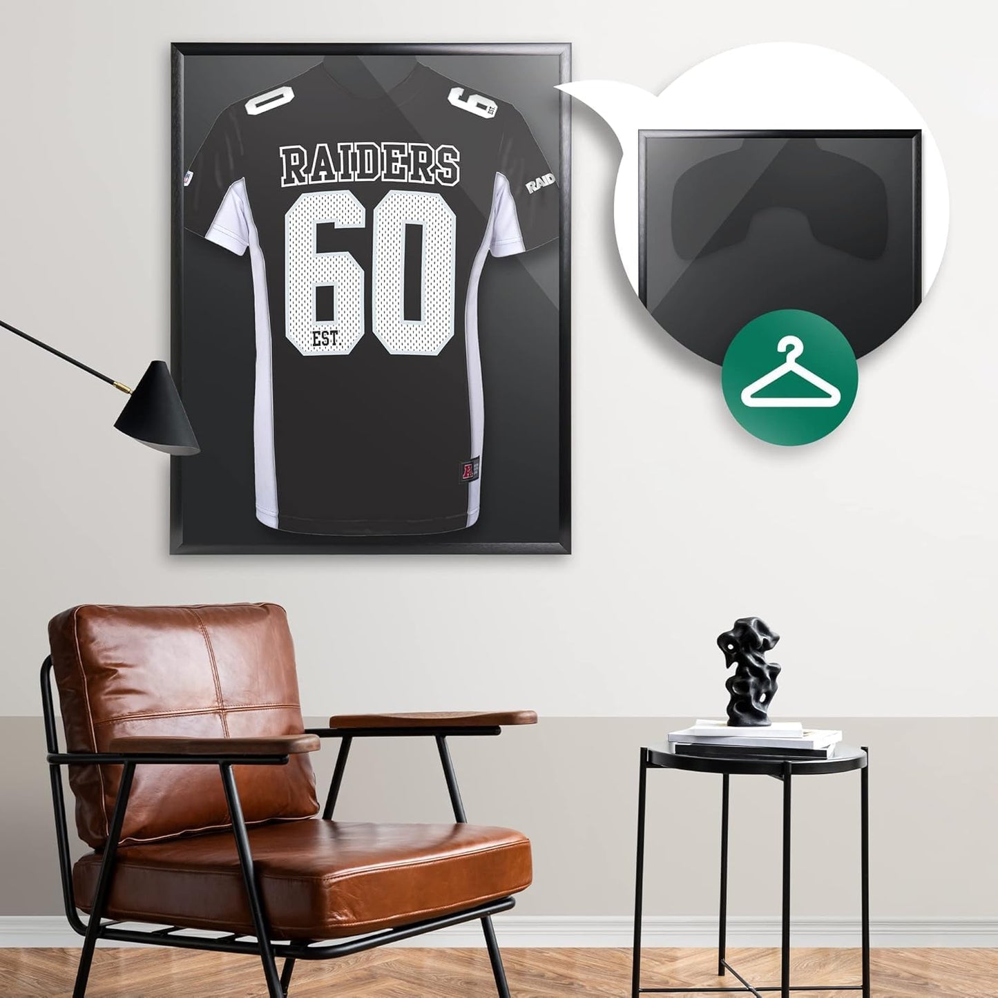Trikotrahmen 3D-Bilderrahmen für Sporttrikots, Schwarz - Aluminium 70 x 90 cm