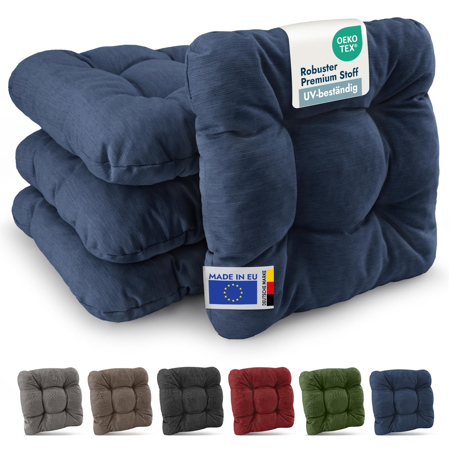 4-teiliges Sitzkissen-Set HighLux SK, 4er Set Dunkelblau