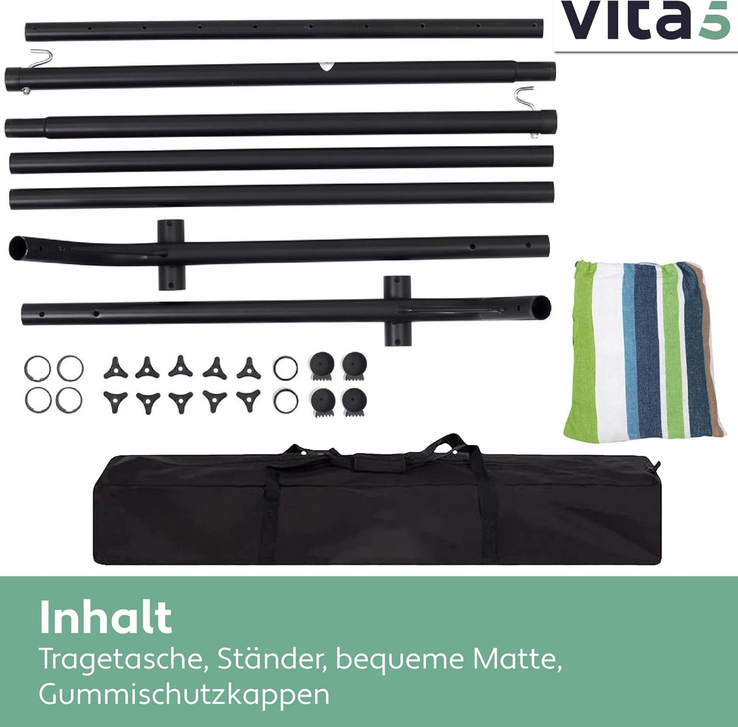 Hängematte mit Gestell für 2 Personen, Grün