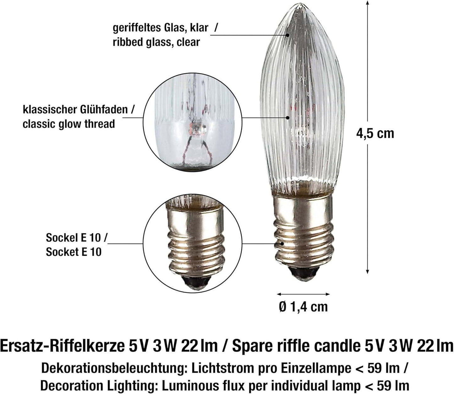Ersatzkerzen für Schwibbogen (25 Stück), 25er E10/ 5V /3W